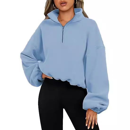 Yoga Fitness Hoodie - Fleece Thickened Semi-zipper Warm Sports Sweater
