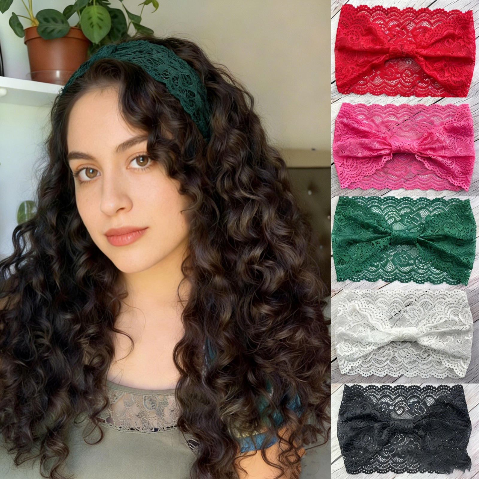 1PC Lace Bow Headbands For Wom - Stretch Strap Yoga reseña y precio