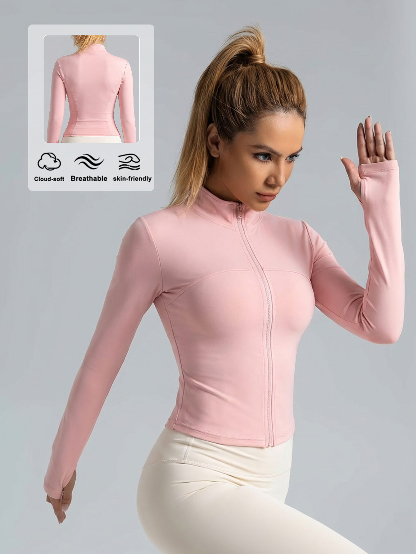New Women Light pink Yoga Coat - Yoga For Fitness reseña y precio