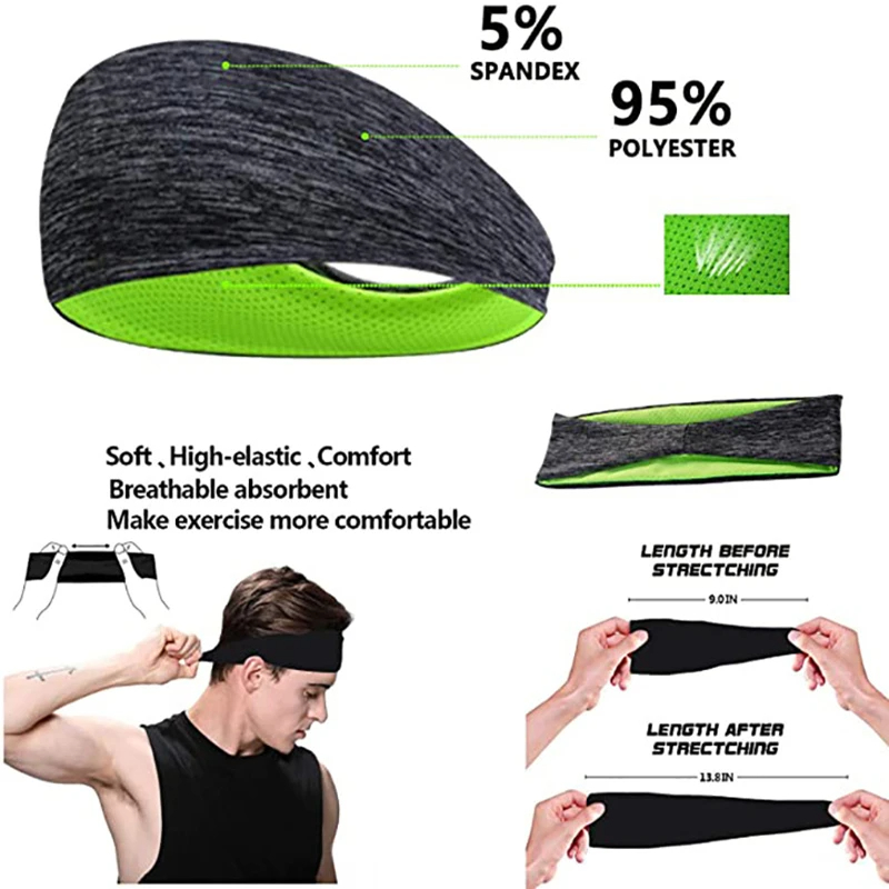 3PCS Sweatband for Men Women E - Stretch Strap Yoga reseña y precio