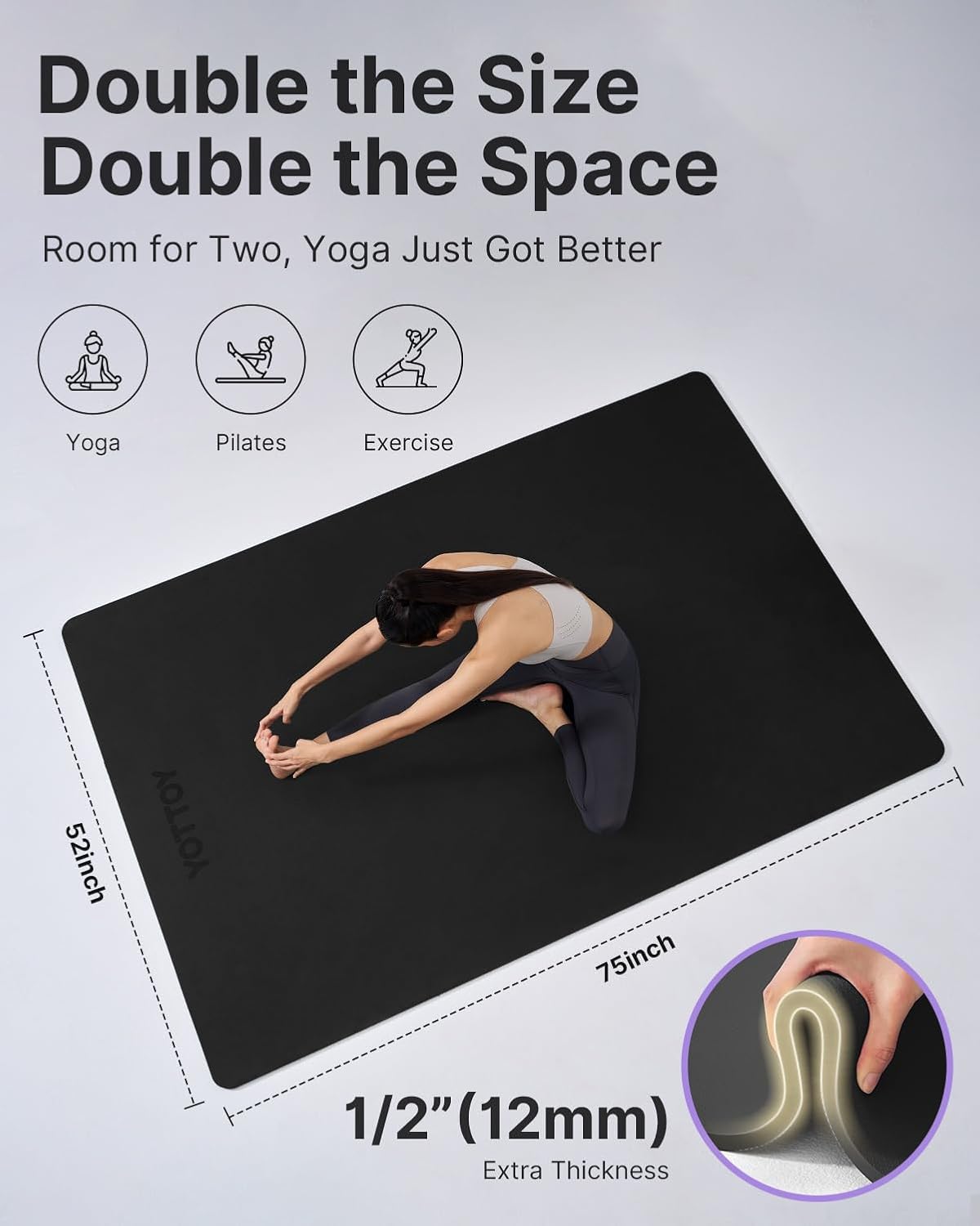 Large Yoga Mat 75x52x1/2in, Ex - Yoga Of Fitness Mat reseña y precio